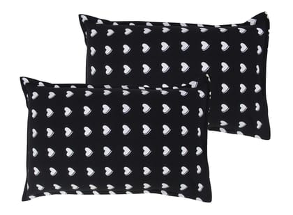 Airwill 100% Cotton Printed Pattern Flap Pillow Covers (46x69cm)(Black, White, Pack of 2 Pieces)
