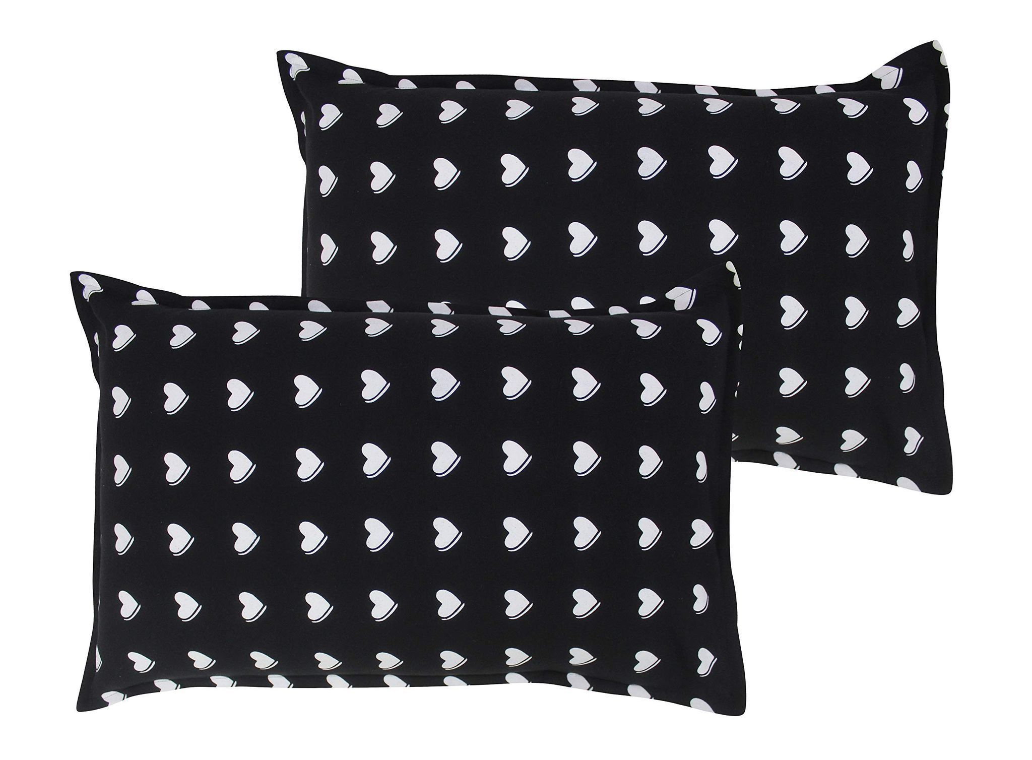 Airwill 100% Cotton Printed Pattern Flap Pillow Covers (46x69cm)(Black, White, Pack of 2 Pieces)
