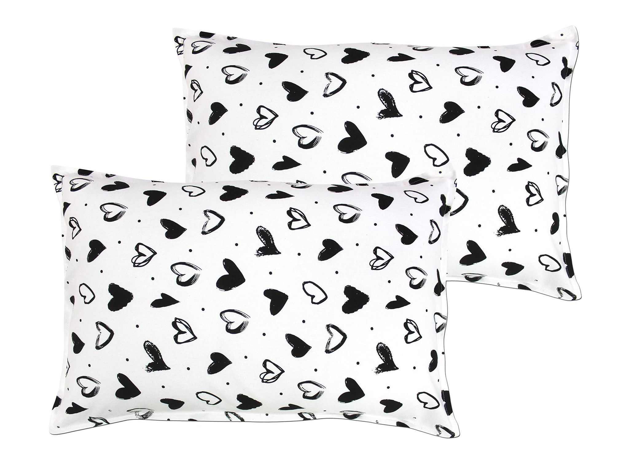 Airwill 100% Cotton Printed Pattern Flap Pillow Covers (46x69cm)(Black, Pack of 2 Pieces)