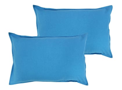 Airwill 100% Cotton Plain Pattern Flap Pillow Covers (46x69cm)(Blue, Pack of 2 Pieces)