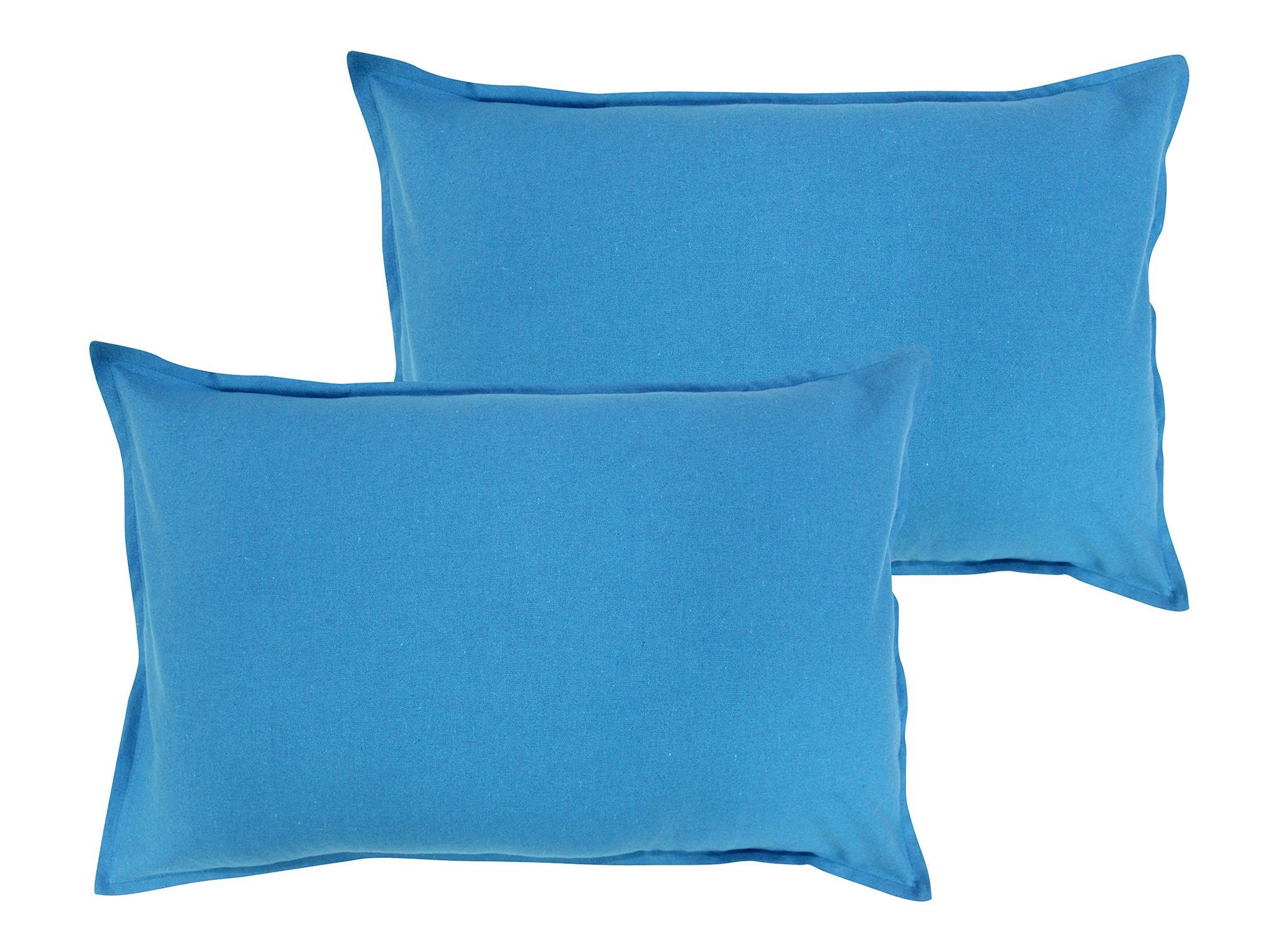 Airwill 100% Cotton Plain Pattern Flap Pillow Covers (46x69cm)(Blue, Pack of 2 Pieces)