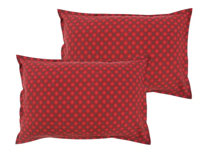 Airwill 100% Cotton Printed Pattern Flap Pillow Covers (46x69cm)(Red, Black, Pack of 2 Pieces)