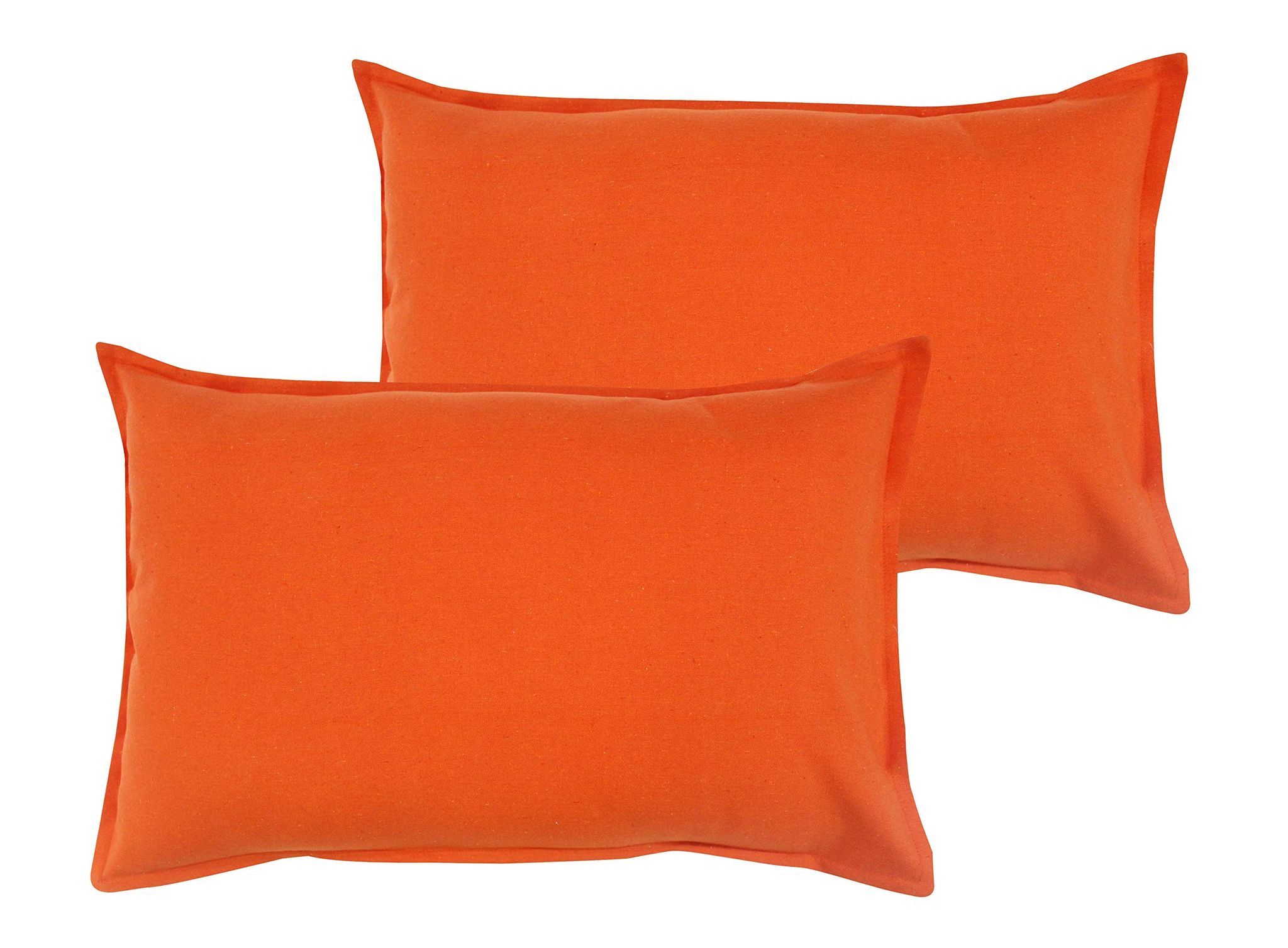 Airwill 100% Cotton Plain Pattern Flap Pillow Covers (46x69cm)(Orange, Pack of 2 Pieces)