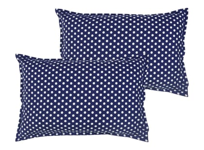 Airwill 100% Cotton Polka Pattern Flap Pillow Covers (46x69cm)(Blue, Pack of 2 Pieces)