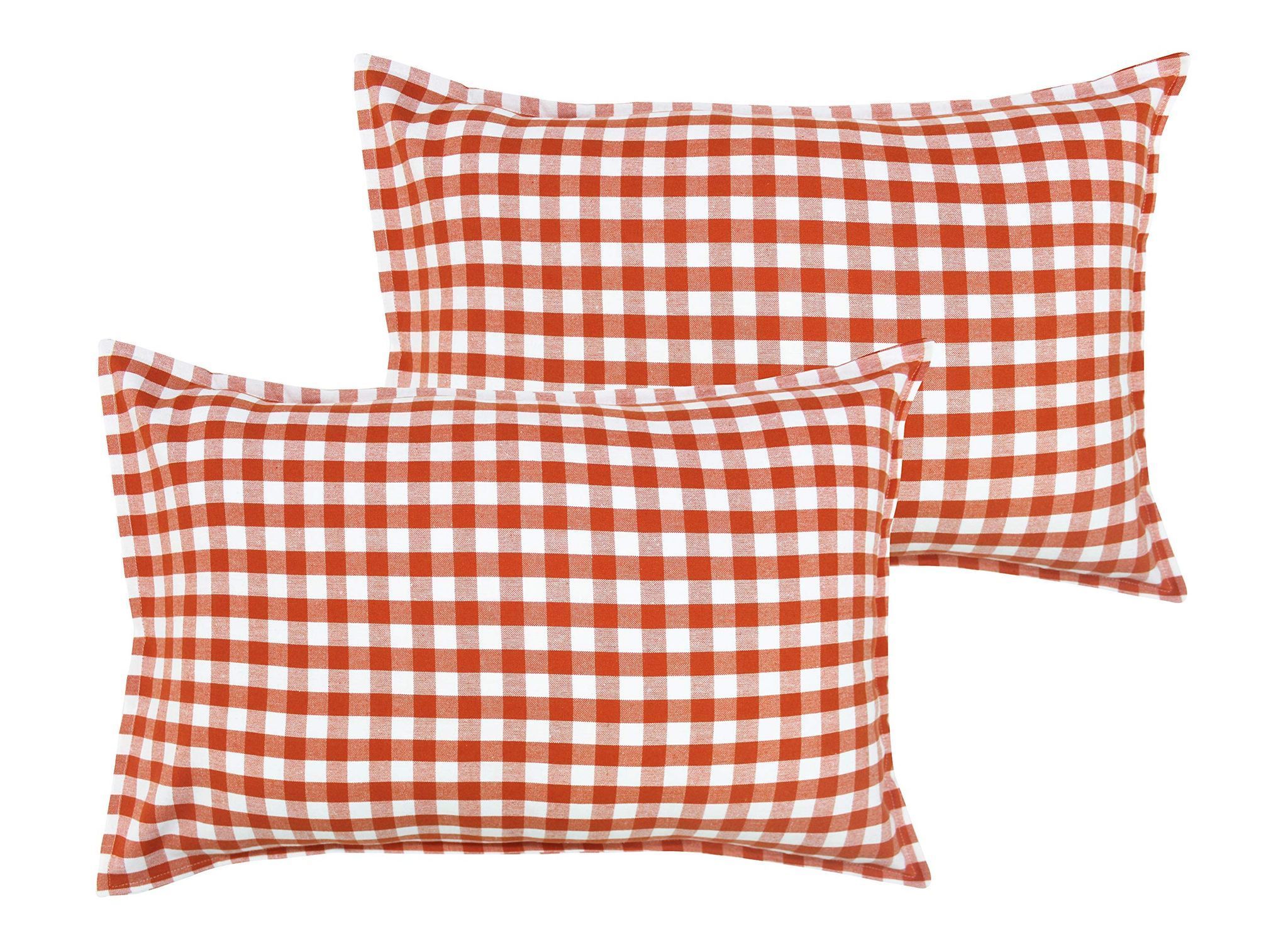 Airwill 100% Cotton Checkered Pattern Flap Pillow Covers (46x69cm)(Orange, Pack of 2 Pieces)