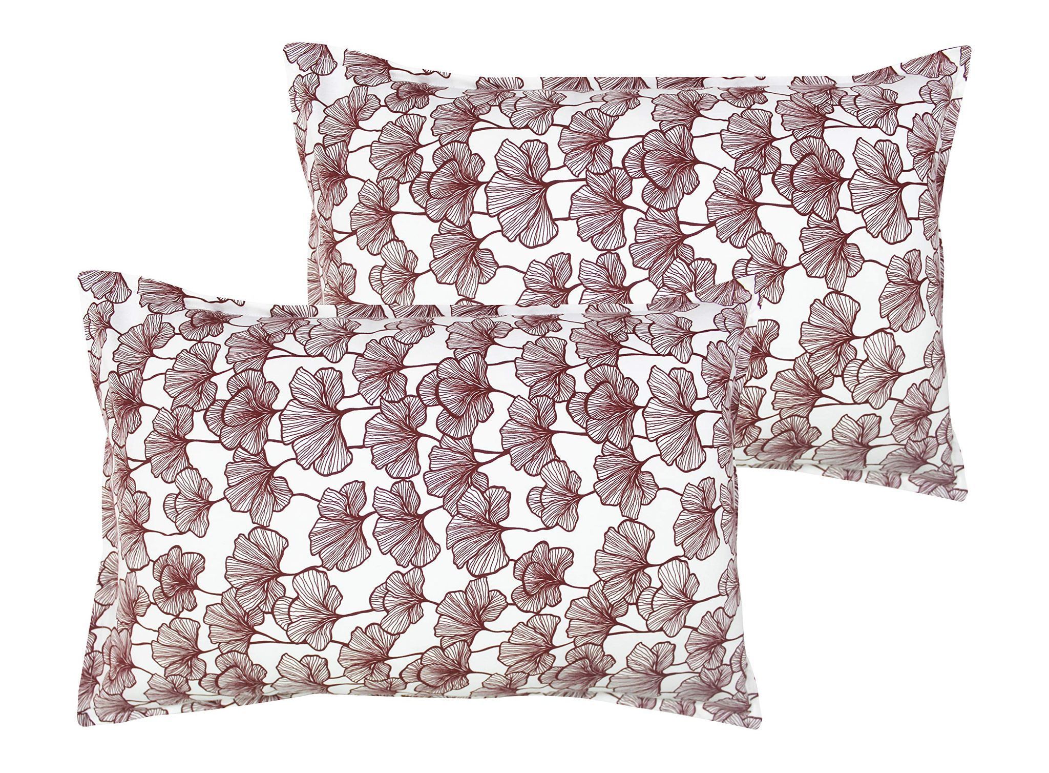 Airwill 100% Cotton Floral Pattern Flap Pillow Covers (46x69cm)(Maroon, Pack of 2 Pieces)