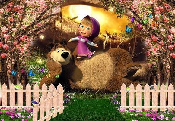 APM Masha & The Bear Wall Sticker Fully Waterproof Vinyl Sticker self Adhesive for Living Room, Bedroom, Office, Kids Room 12X18 inches (MT12)