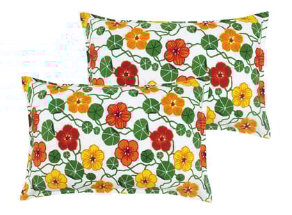 Airwill 100% Cotton Floral Pattern Flap Pillow Covers (46x69cm)(Red, Green, Yellow, Pack of 2 Pieces)