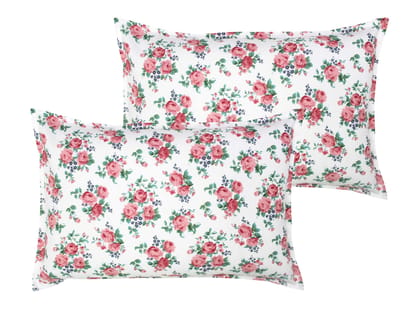 Airwill 100% Cotton Floral Pattern Flap Pillow Covers (46x69cm)(Pink, Green, Pack of 2 Pieces)