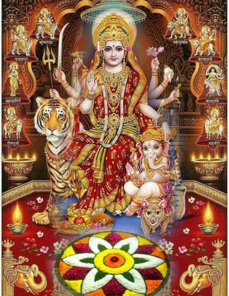 APM MAA Durga Wall Vinyl Sticker Fully Waterproof Size 12X18 inches (DW2)