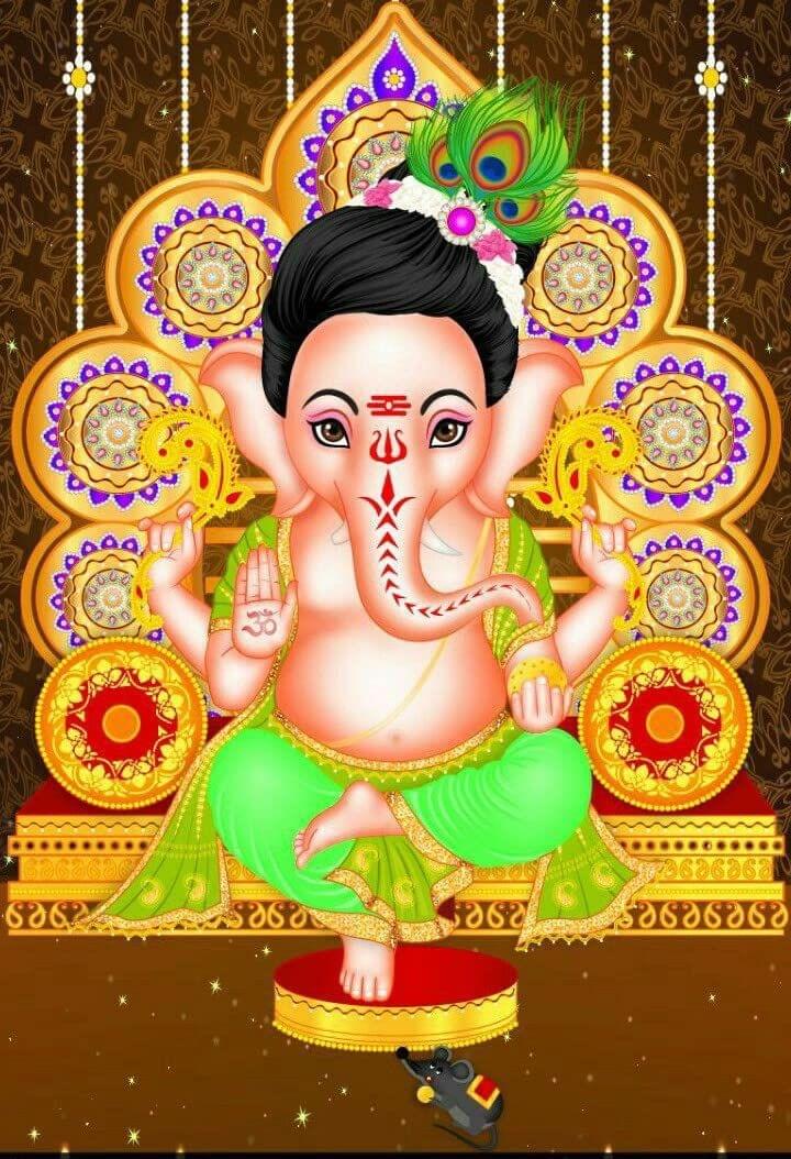 APM Ganpati Wall Sticker/Ganpati Bappa Fully Waterproof Vinyl Sticker self Adhesive for Living Room, Bedroom, Office, Kids Room 12X18 inches (GH12)
