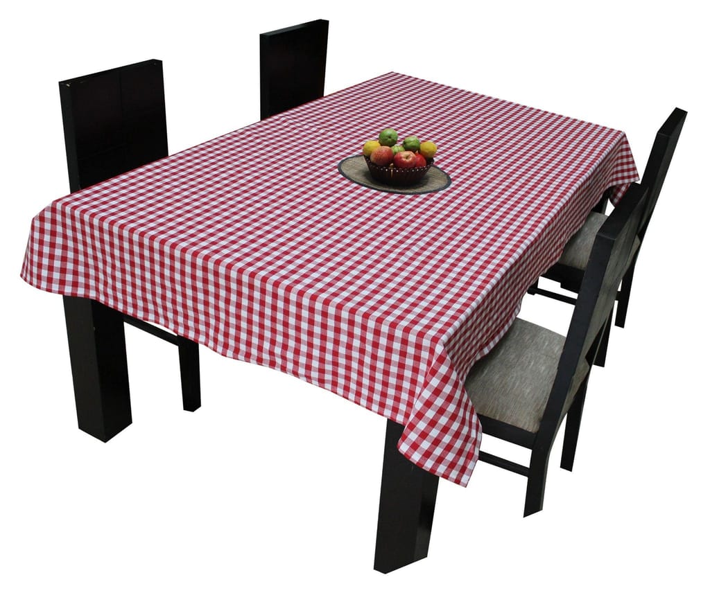 AIRWILL Branded, 100% Cotton Gingham Checks with Multicolor Combos of 4/6 Seater Tablecloth, Sized 140cm Width and 140cm Length