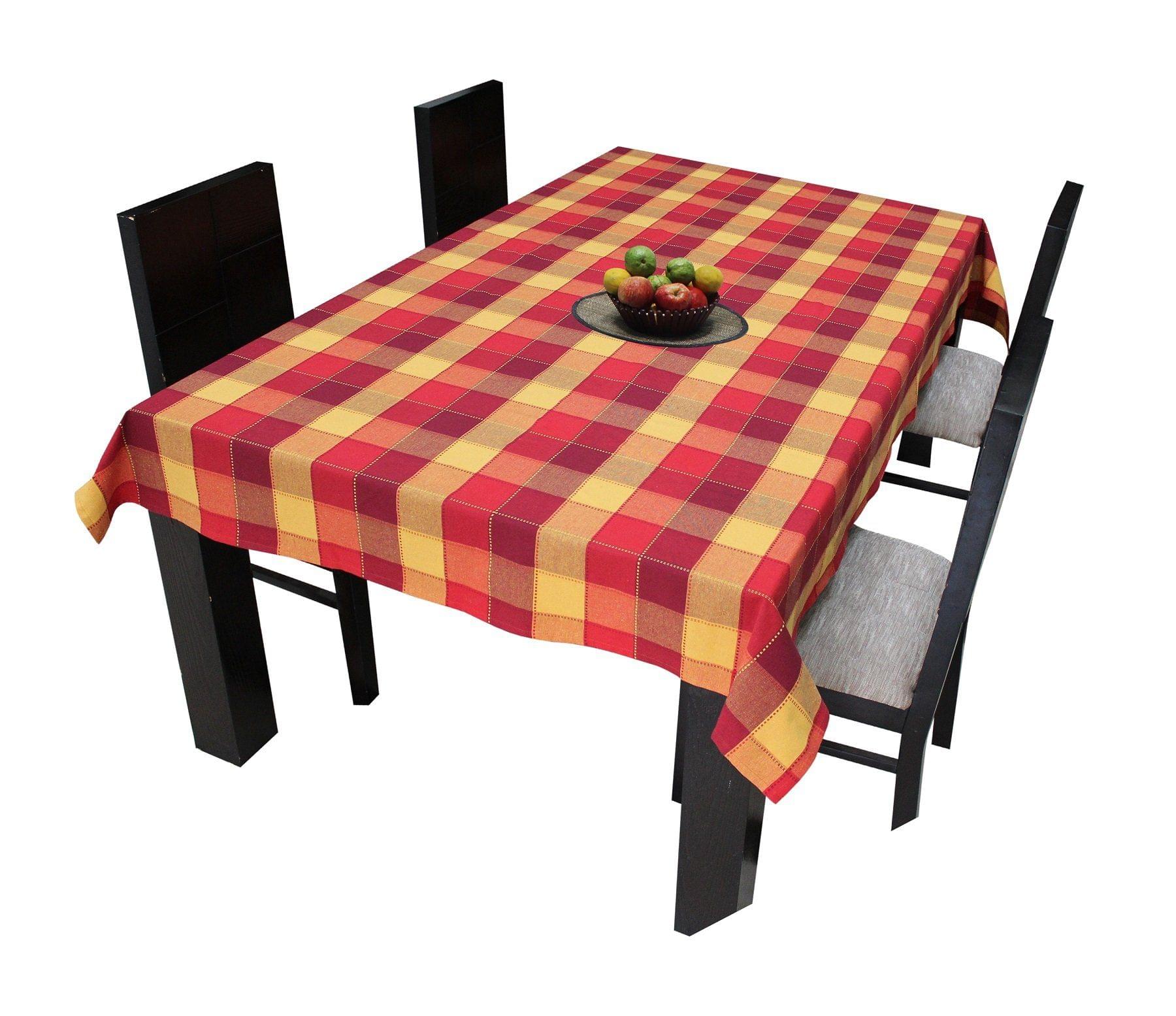 AIRWILL Cotton Jacquard Dobby Checks with Multicolor Combos of 4/6 Seater Tablecloth, Sized 140cm Width and 140cm Length