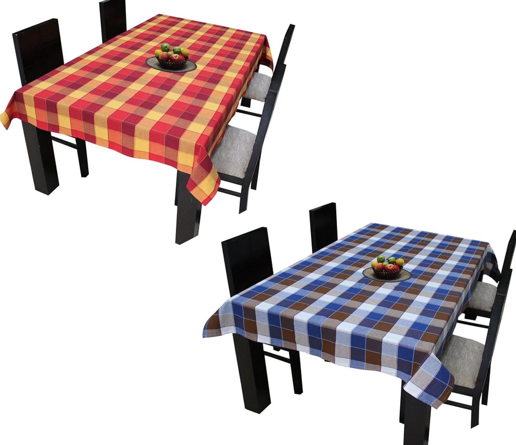 AIRWILL Branded, 100% Cotton Gingham Checks with Multicolor Combos of 4/6 Seater Tablecloth, Sized 140cm Width and 140cm Length, Pack of 2 Pieces - Towels | Buy online on ZillyBuy