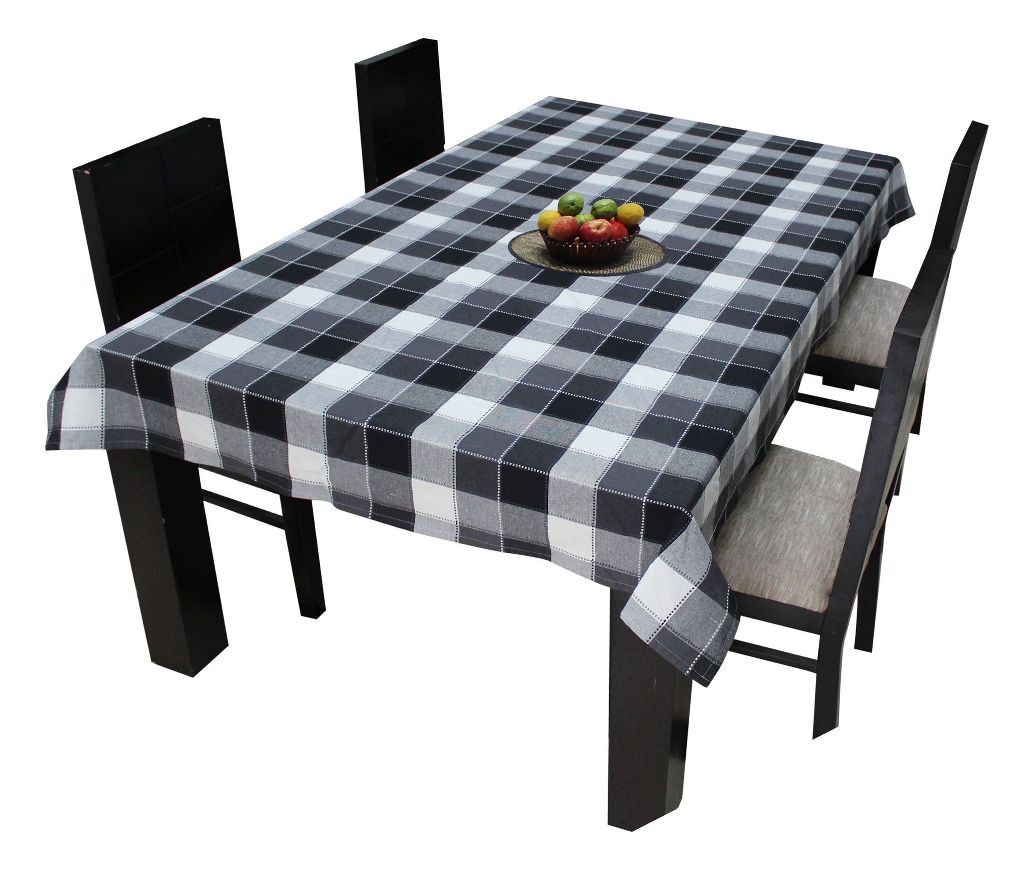 AIRWILL Cotton Jacquard Dobby Checks with Multicolor Combos of 4/6 Seater Tablecloth, Sized 140cm Width and 140cm Length
