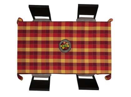 AIRWILL Cotton Jacquard Dobby Checks with Multicolor Combos of 4/6 Seater Tablecloth, Sized 140cm Width and 140cm Length