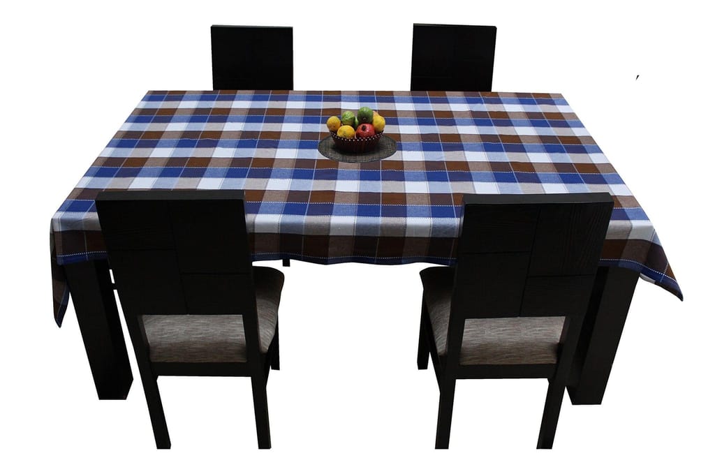 AIRWILL Cotton Jacquard Dobby Checks with Multicolor Combos of 4/6 Seater Tablecloth, Sized 140cm Width and 140cm Length