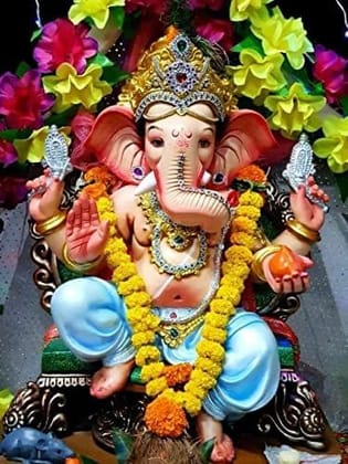 APM Ganpati Wall Sticker/Ganpati Bappa Fully Waterproof Vinyl Sticker self Adhesive for Living Room, Bedroom, Office, Kids Room, Hall (GP13)