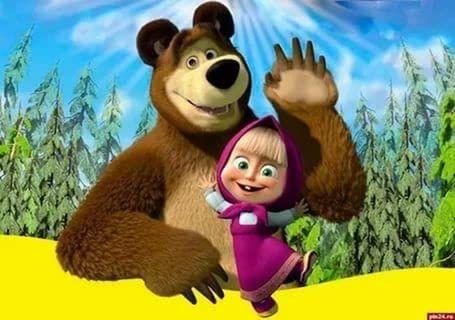 APM Masha & The Bear Wall Sticker Fully Waterproof Vinyl Sticker self Adhesive for Living Room, Bedroom, Office, Kids Room 12X18 inches (M1)