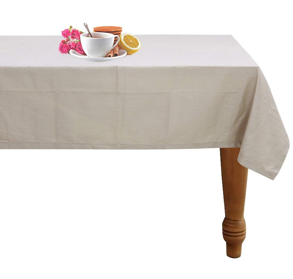 AIRWILL 100% Cotton Solid Pattern 4 Seater Square Table Cover Sized, 56x56 inches (Beige, Pack of 1)