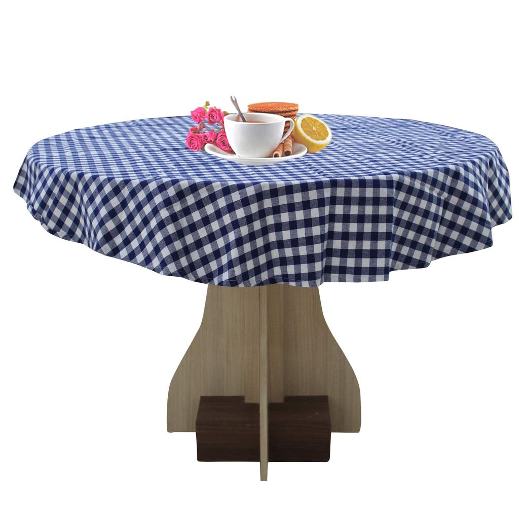 AIRWILL 100% Cotton Checkered Pattern 4 Seater Square Table Cover Sized, 56x56 inches (Blue,White, Pack of 1)