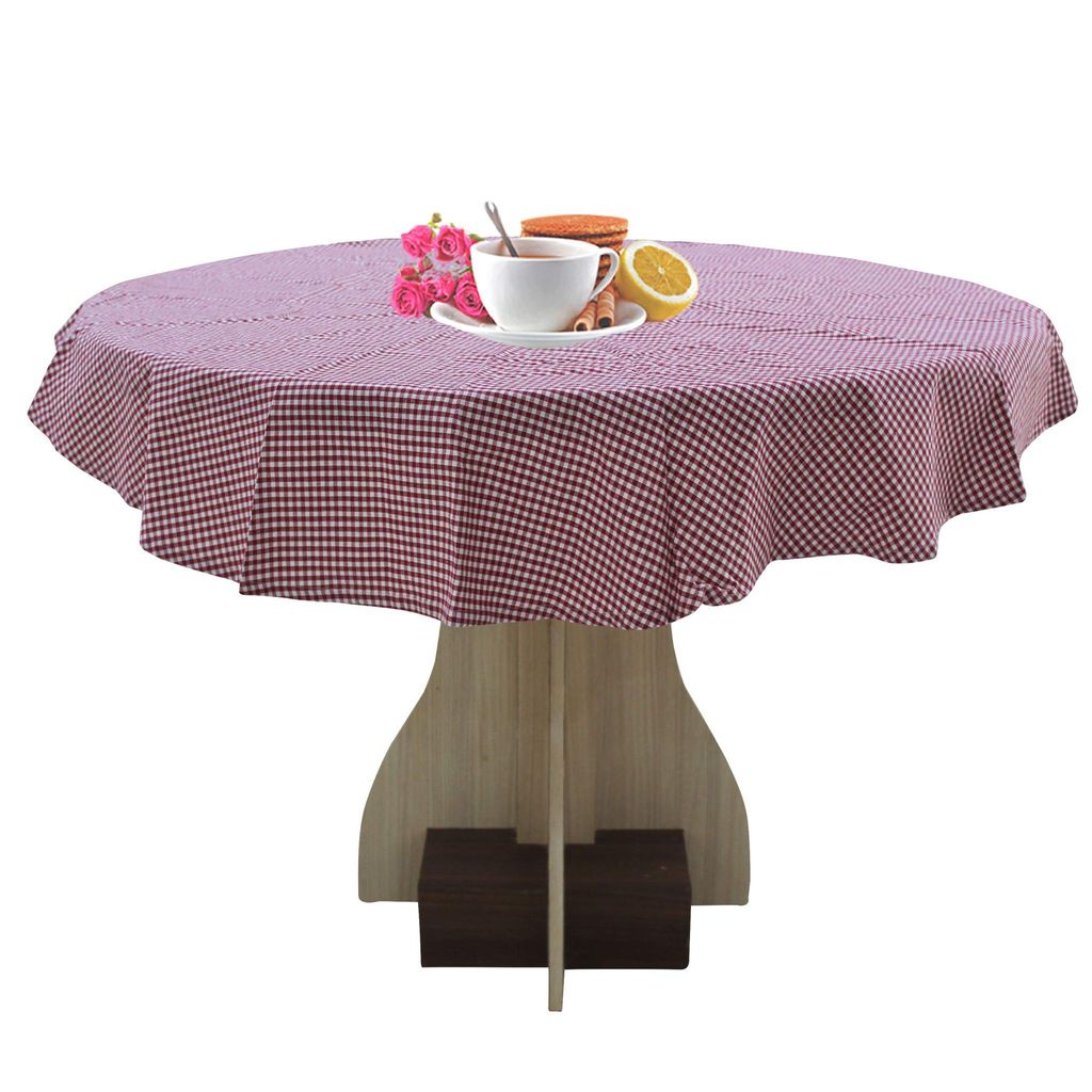 AIRWILL 100% Cotton Checkered Pattern 4 Seater Square Table Cover Sized, 56x56 inches (Red,White, Pack of 1)