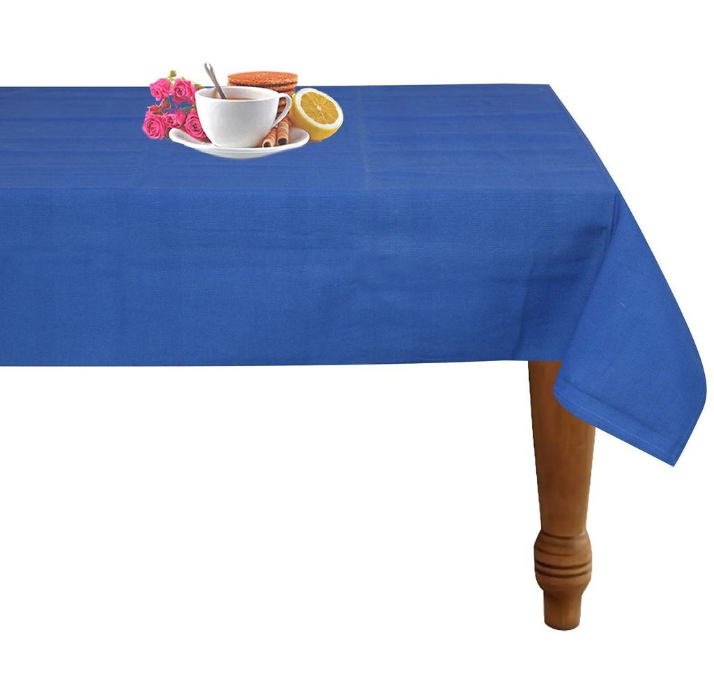 AIRWILL 100% Cotton Solid Pattern 4 Seater Square Table Cover Sized, 56x56 inches (Blue, Pack of 1)