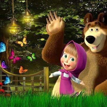 APM Masha & The Bear Wall Sticker Fully Waterproof Vinyl Sticker self Adhesive for Living Room, Bedroom, Office, Kids Room 12X18 inches (MB16)