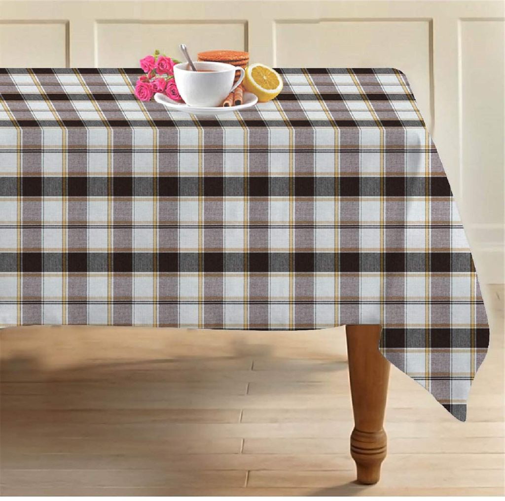 AIRWILL Cotton Designer Checks with Multicolor Combos of 4 Seater Tablecloth, Sized 140cm Width and 140cm Length, Square Shaped. Pack of 1 Piece.