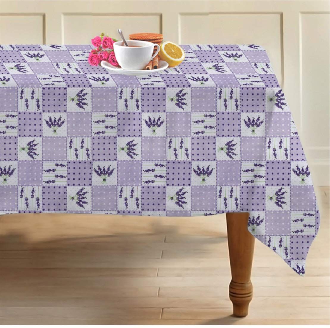 AIRWILL Cotton 4 Seater 55 Inches Square Table Cloth (Pack of 1 Piece)