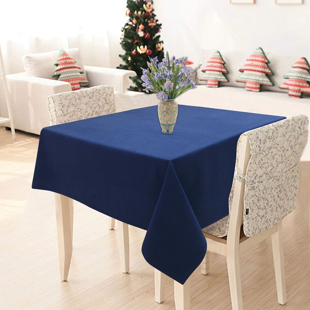 AIRWILL 100% Cotton Solid Pattern 2 Seater Square Table Cover Sized, 36x36 inches (Blue, Pack of 1)