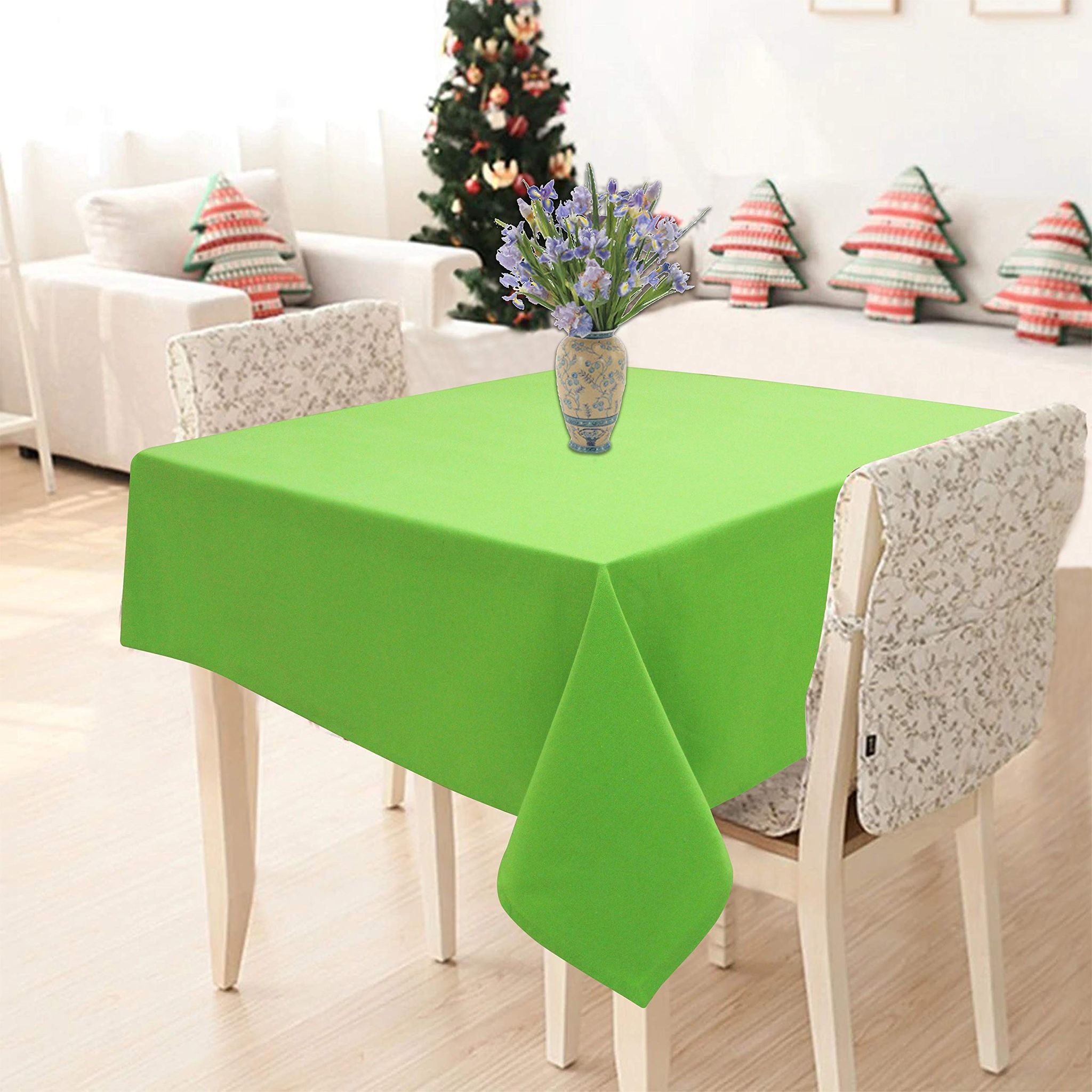 AIRWILL 100% Cotton Solid Pattern 2 Seater Square Table Cover Sized, 36x36 inches (Green, Pack of 1)