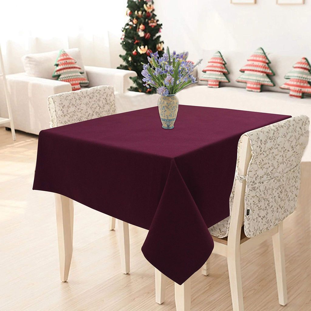 AIRWILL 100% Cotton Solid Pattern 2 Seater Square Table Cover Sized, 36x36 inches (Maroon, Pack of 1)