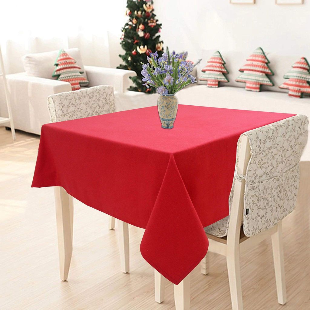 AIRWILL 100% Cotton Solid Pattern 2 Seater Square Table Cover Sized, 36x36 inches (Red, Pack of 1)
