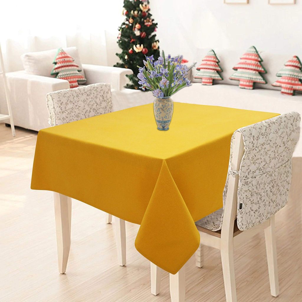 AIRWILL 100% Cotton Solid Pattern 2 Seater Square Table Cover Sized, 36x36 inches (Yellow, Pack of 1)