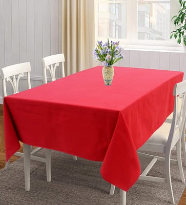 AIRWILL 100% Cotton Solid Pattern 4 Seater Square Table Cover Sized, 56x56 inches (Red, Pack of 1)