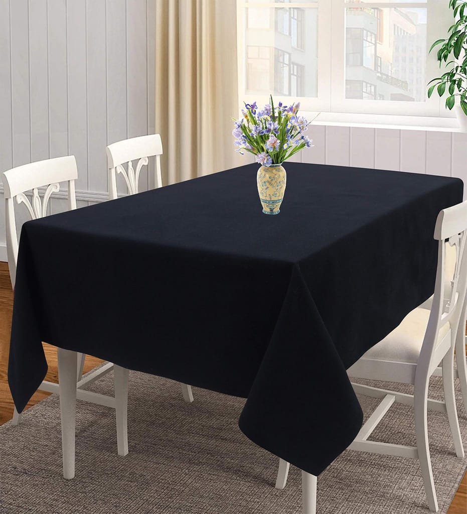 AIRWILL 100% Cotton Solid Pattern 4 Seater Square Table Cover Sized, 56x56 inches (Black, Pack of 1)