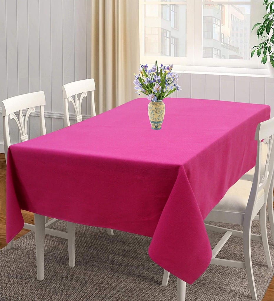 AIRWILL 100% Cotton Solid Pattern 4 Seater Square Table Cover Sized, 56x56 inches (Pink, Pack of 1)