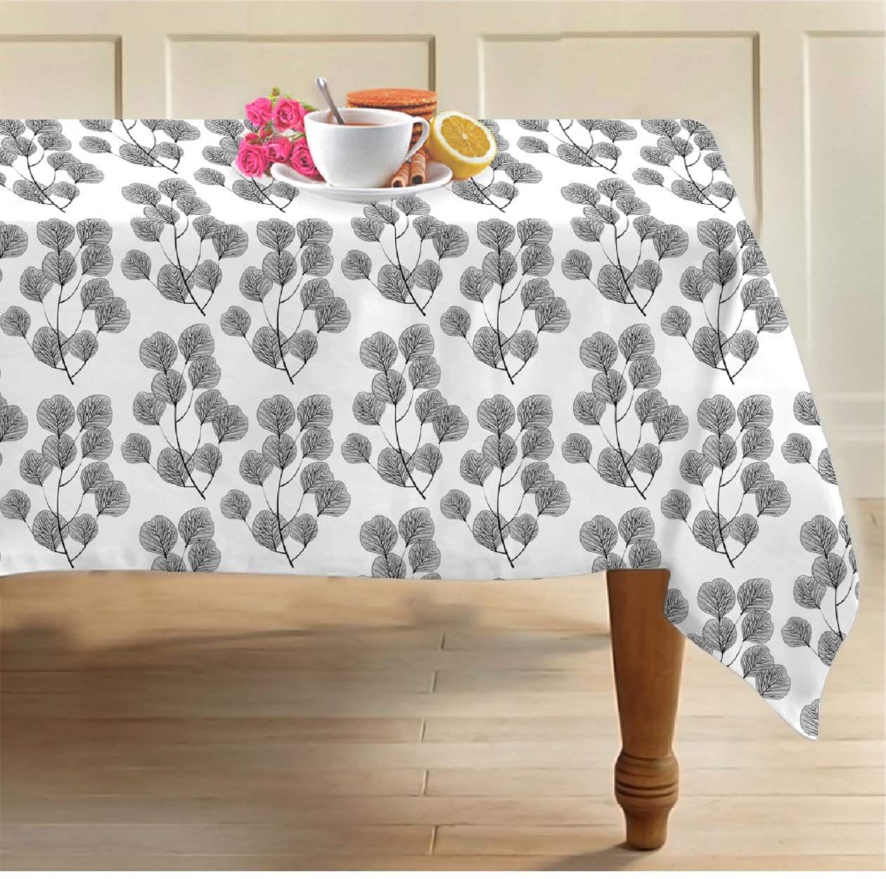 AIRWILL 100% Cotton Floral Pattern 2 Seater Square Table Cover Sized, 36x36 inches (Black,White, Pack of 1)