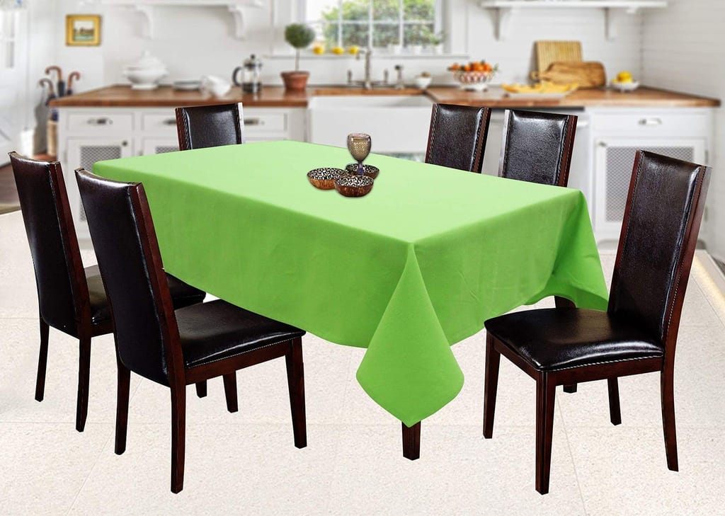 AIRWILL 100% Cotton Solid Pattern 6 Seater Rectangle Table Cover Sized, 56x71 inches (Green, Pack of 1)