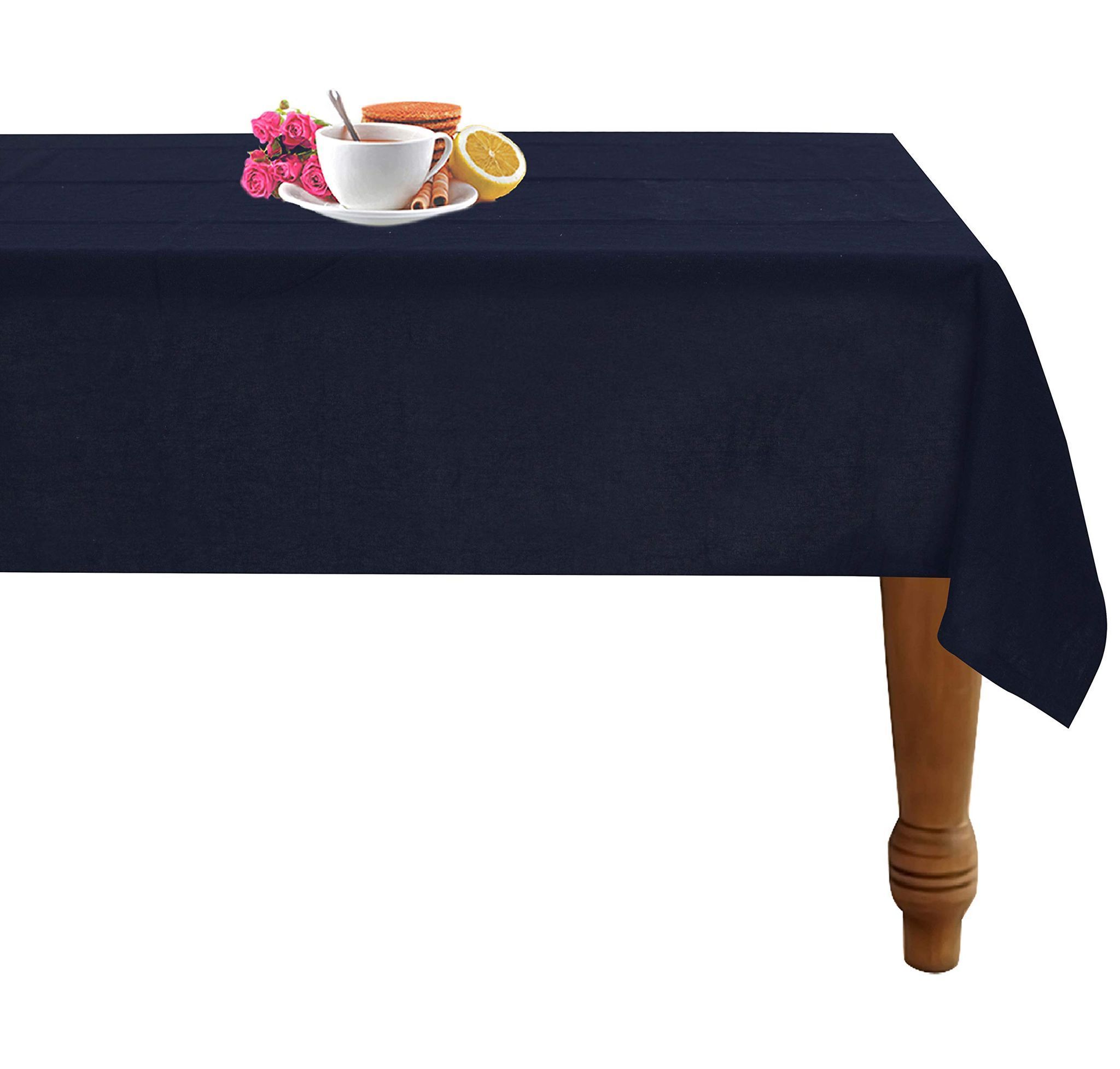 AIRWILL 100% Cotton Solid Pattern 6 Seater Rectangle Table Cover Sized, 56x71 inches (Blue, Pack of 1)