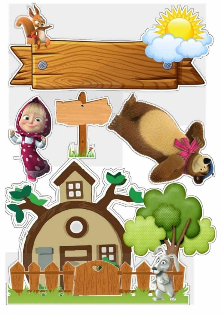 APM Masha & The Bear Wall Sticker Fully Waterproof Vinyl Sticker self Adhesive for Living Room, Bedroom, Office, Kids Room 12X18 inches (MBP12)