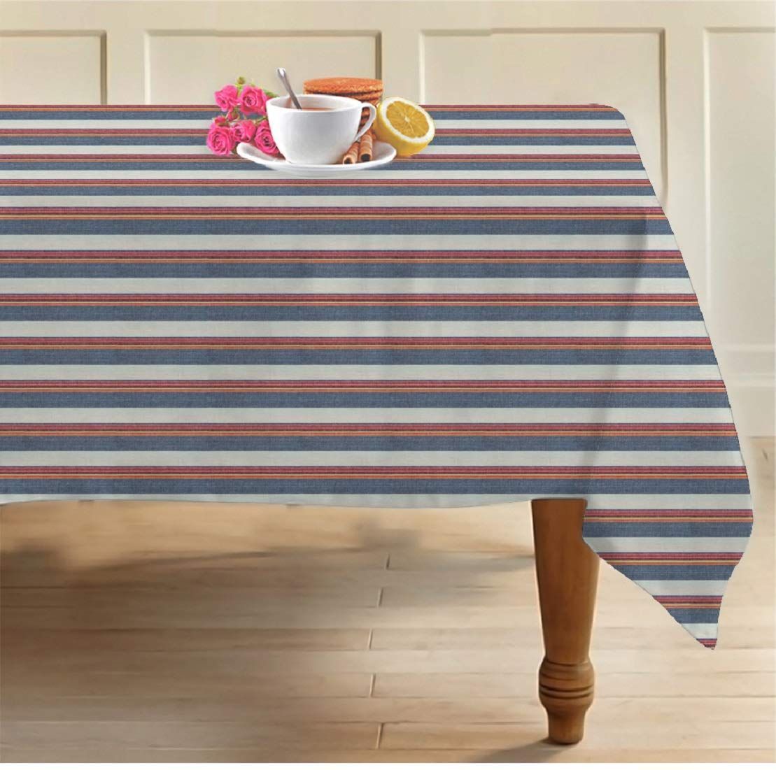AIRWILL, 100% Cotton Designer Tablecloth/Teapoy Cloth, Sized by 140cm in Width and 180cm in Length. Use as 6/8 Seaters, Rectangles Shaped. Pack of 1 Piece