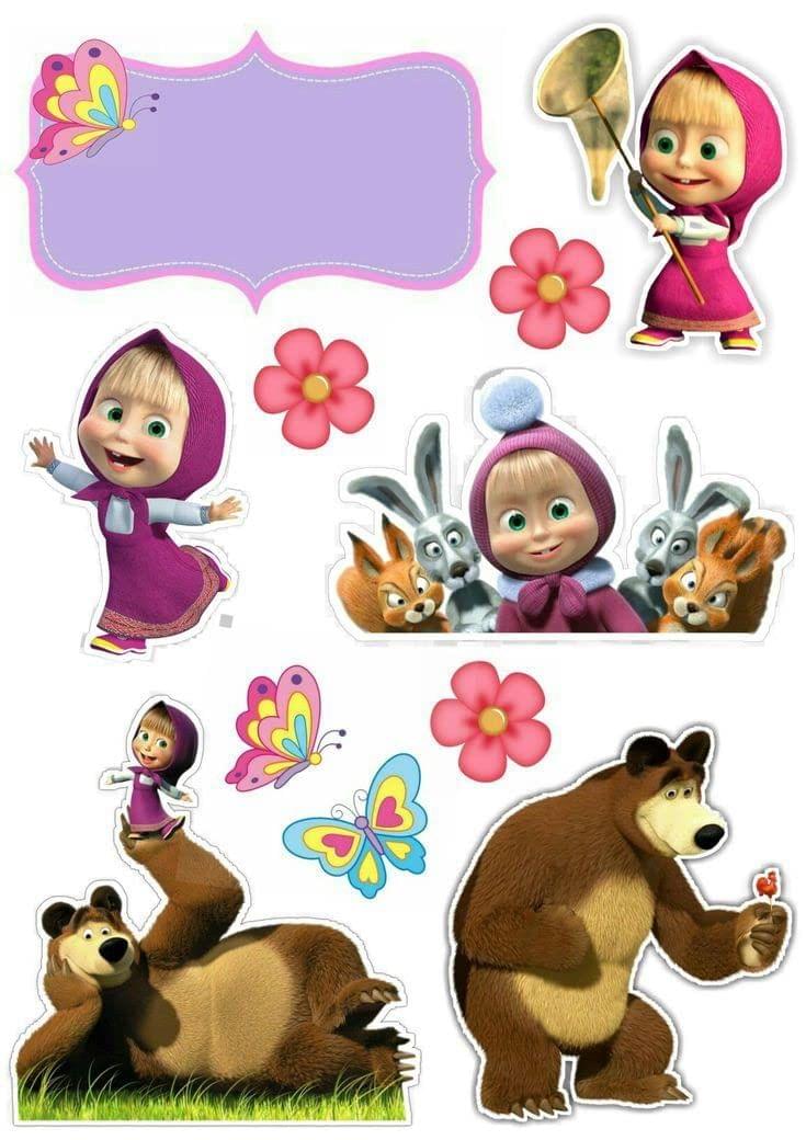 APM Masha & The Bear Wall Sticker Fully Waterproof Vinyl Sticker self Adhesive for Living Room, Bedroom, Office, Kids Room 12X18 inches (MBP4)