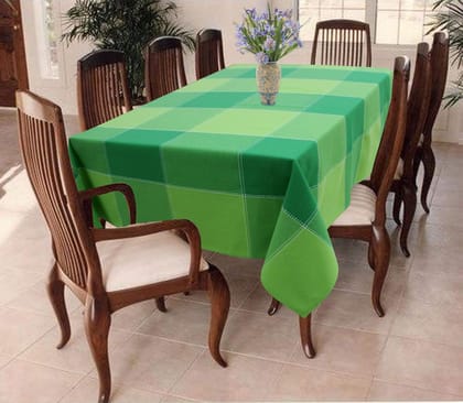 AIRWILL 100% Cotton Checkered Pattern 8 Seater Rectangle Table Cover Sized, 56x95 inches (Green, Pack of 1)