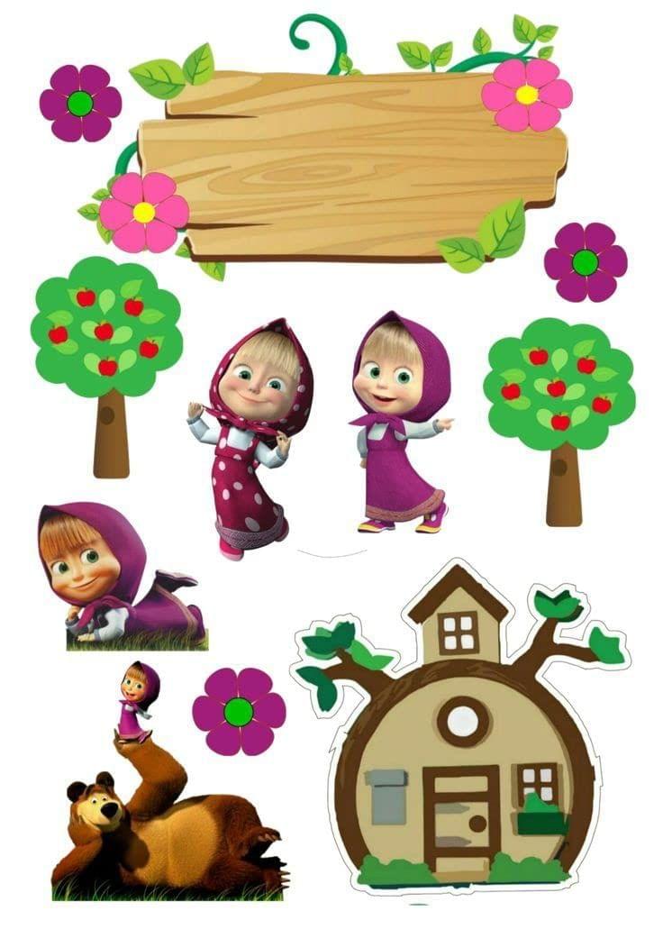 APM Masha & The Bear Wall Sticker Fully Waterproof Vinyl Sticker self Adhesive for Living Room, Bedroom, Office, Kids Room 12X18 inches (MBP17)