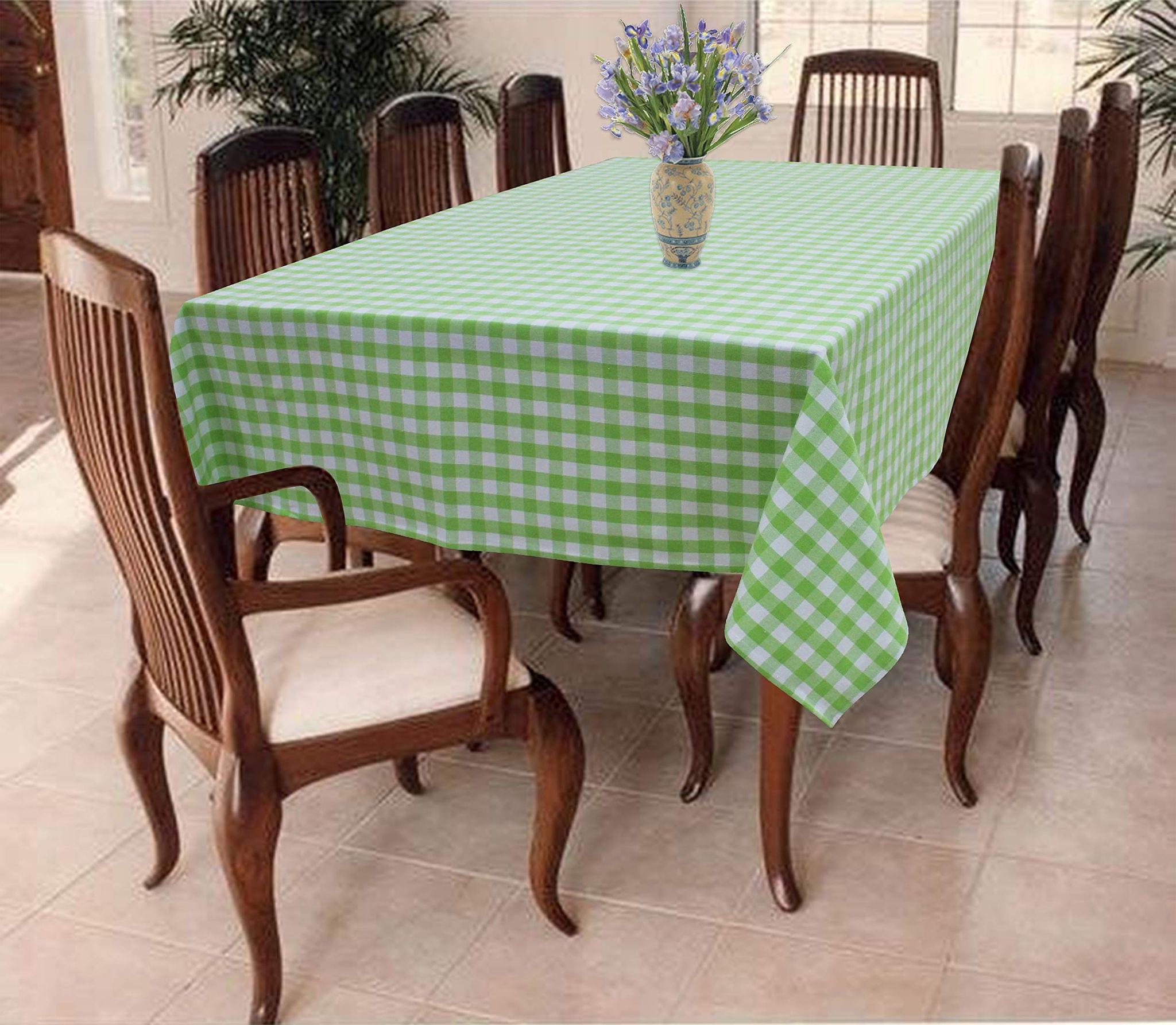 AIRWILL 100% Cotton Checkered Pattern 8 Seater Rectangle Table Cover Sized, 56x95 inches (Green,White, Pack of 1)