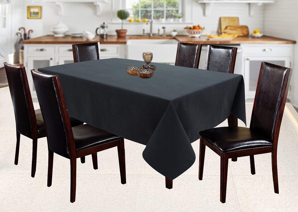 AIRWILL 100% Cotton Solid Pattern 6 Seater Rectangle Table Cover Sized, 56x71 inches (Grey, Pack of 1)