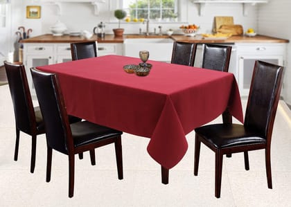 AIRWILL 100% Cotton Solid Pattern 6 Seater Rectangle Table Cover Sized, 56x71 inches (Maroon, Pack of 1)