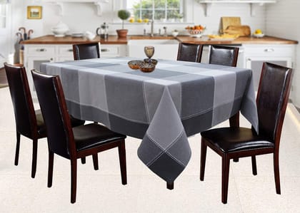 AIRWILL 100% Cotton Checkered Pattern 6 Seater Rectangle Table Cover Sized, 56x71 inches (Black, Pack of 1)